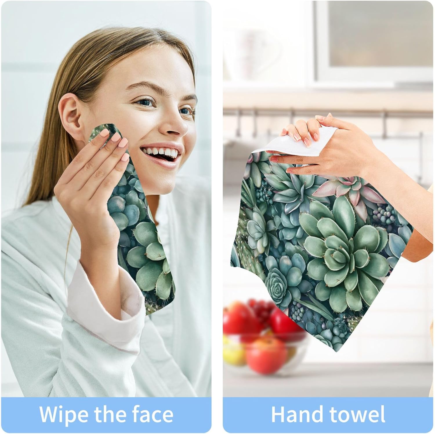 Vibrant Succulents and Cacti Washcloths for Hand and Face
