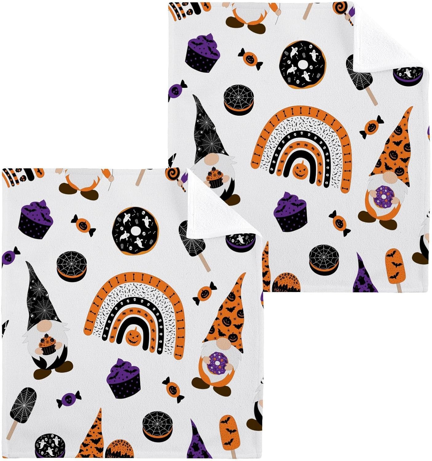 Gnome Washcloth Set for Halloween Soft absorbent 2 pack