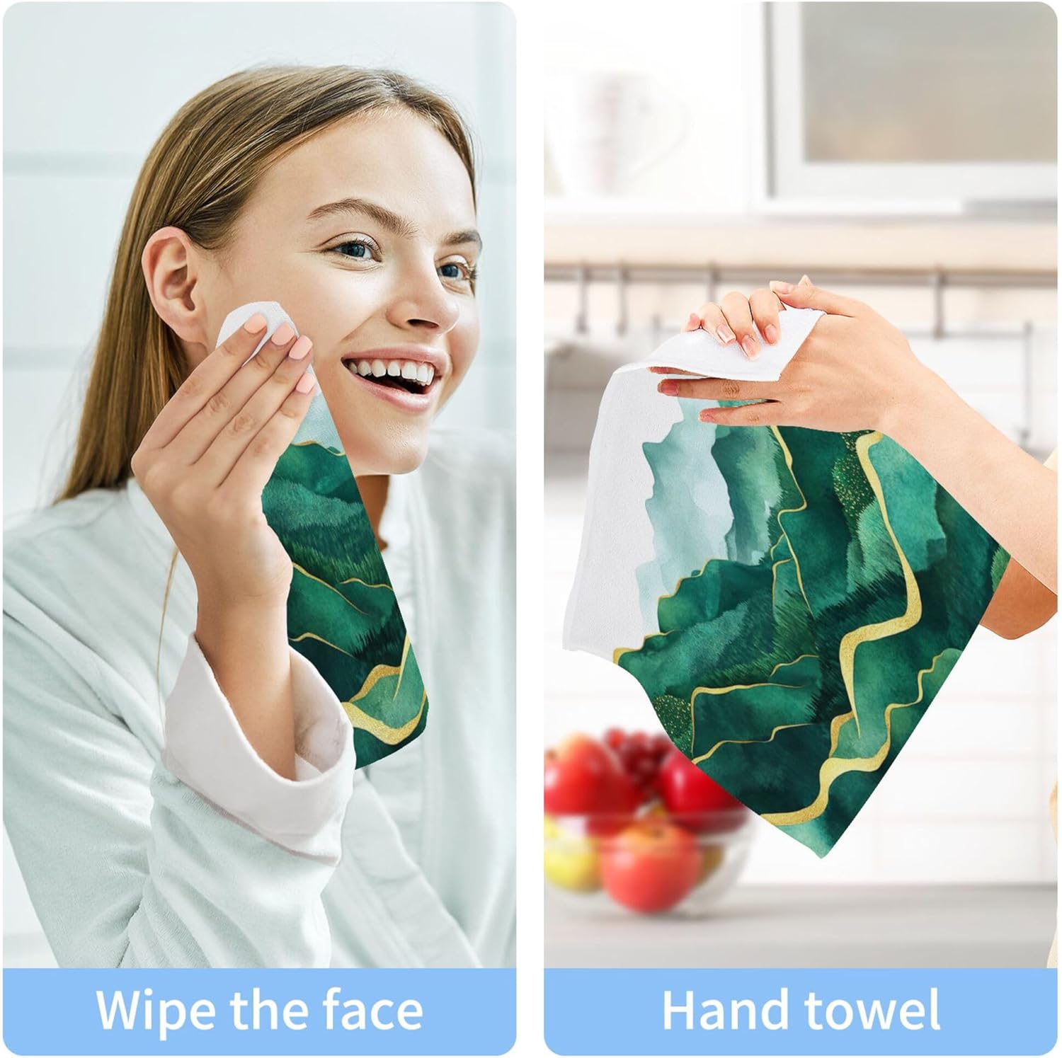 Xigua Green Mountains Washcloths Set of 2 12x12 Inch 1
