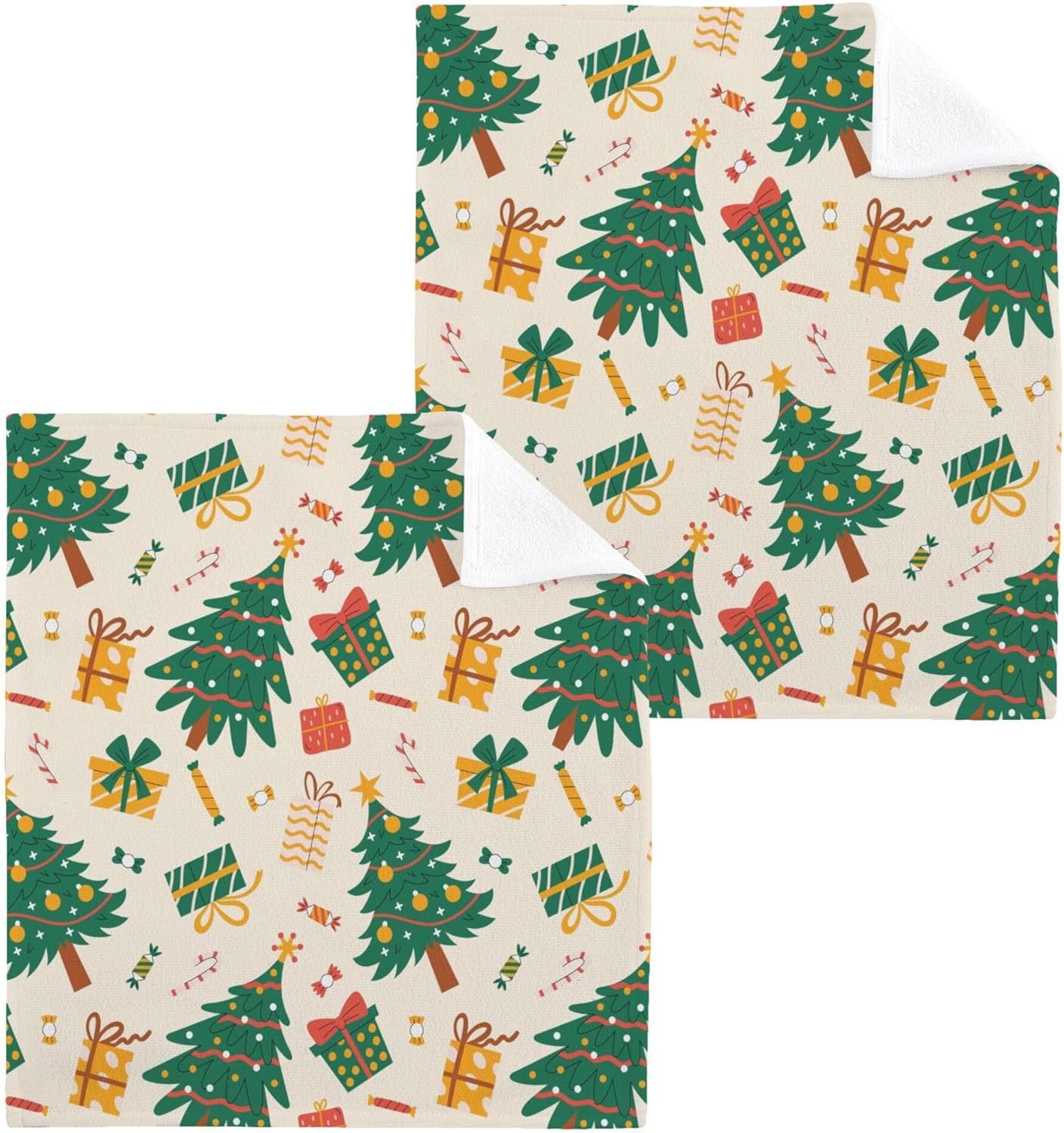 Cute Christmas Tree Washcloth Set