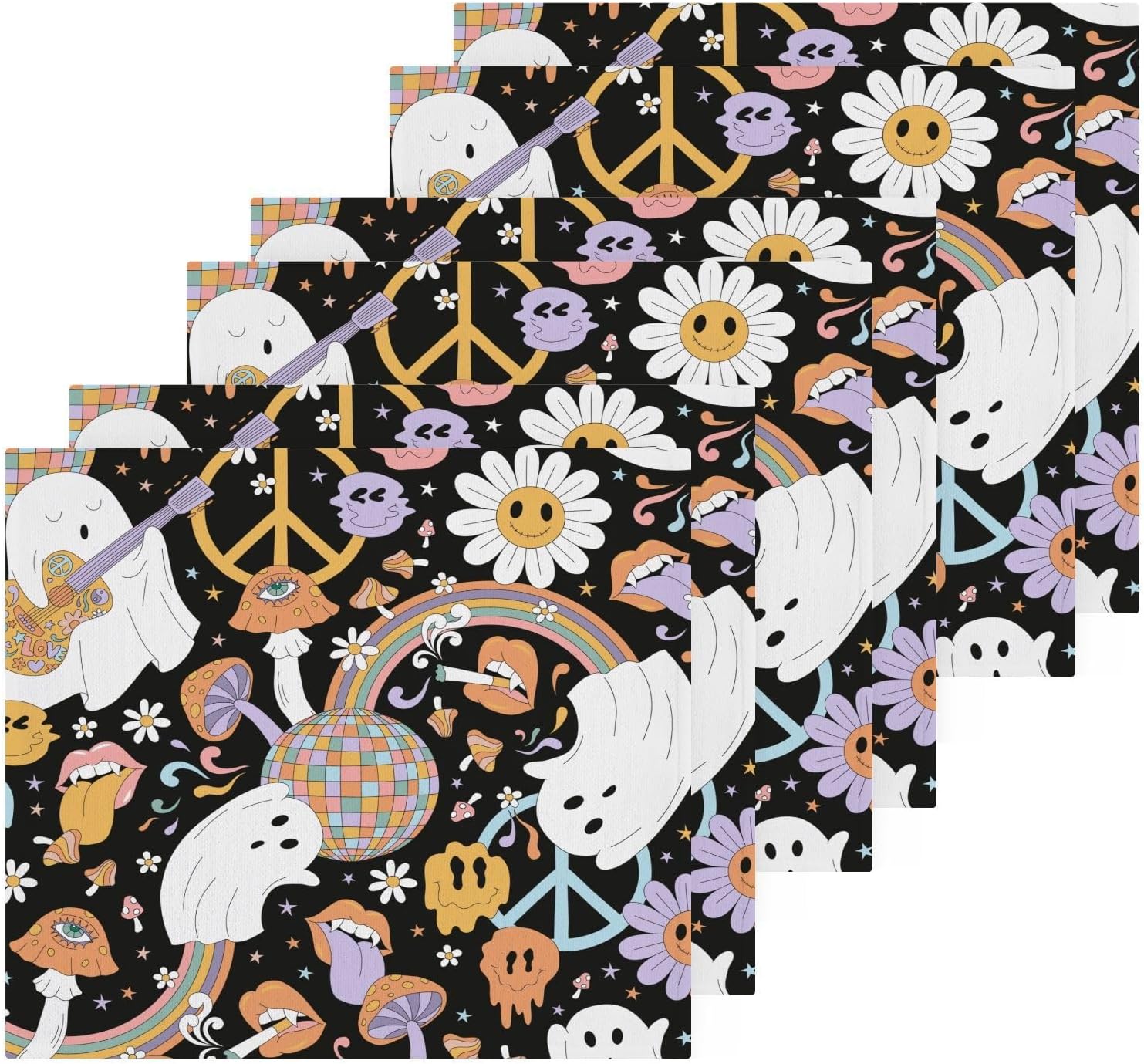 Halloween Ghost Soft Absorbent Face Towels 12x12 In Reusable Washcloth