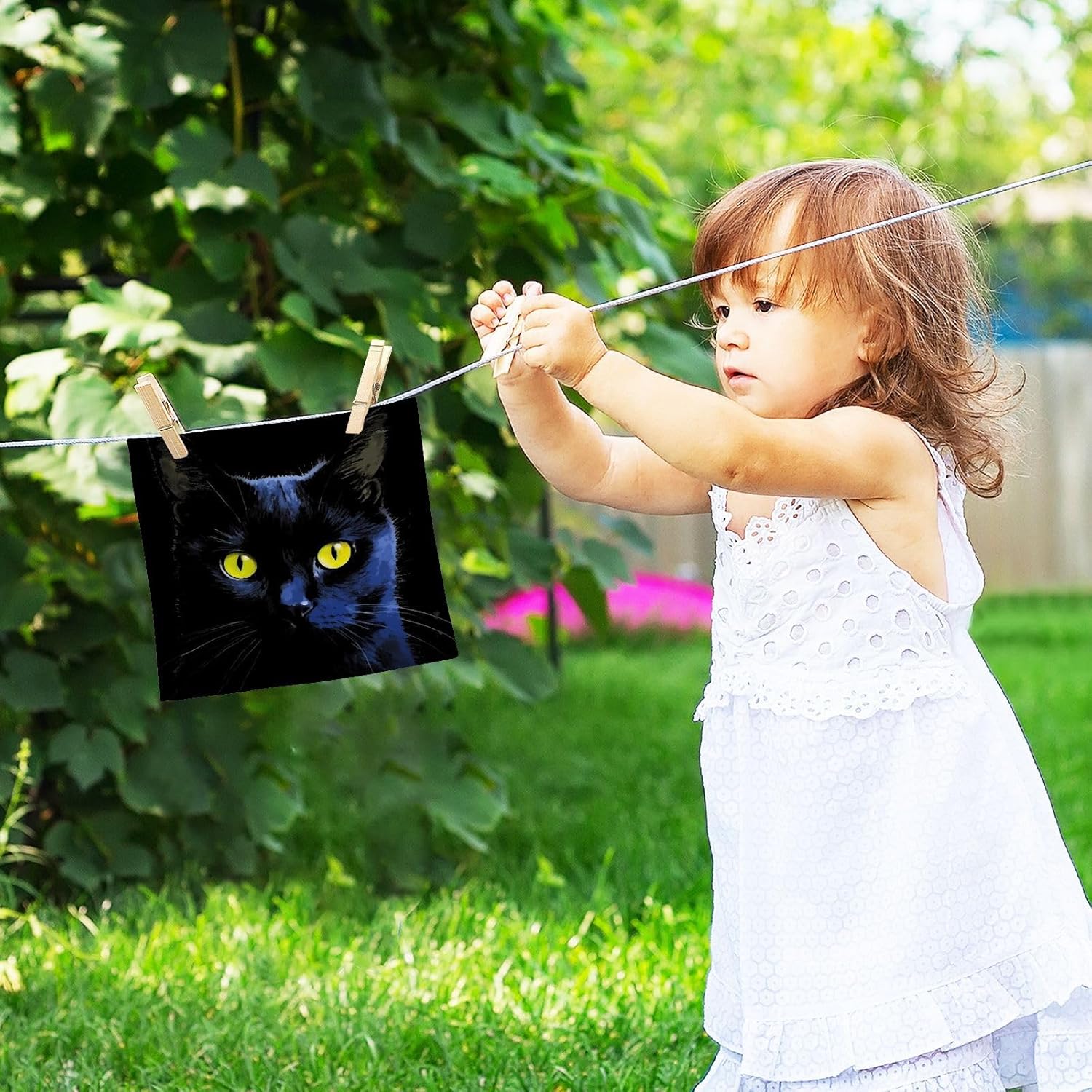 YettasinBin Black Cat Reusable Washcloth Set