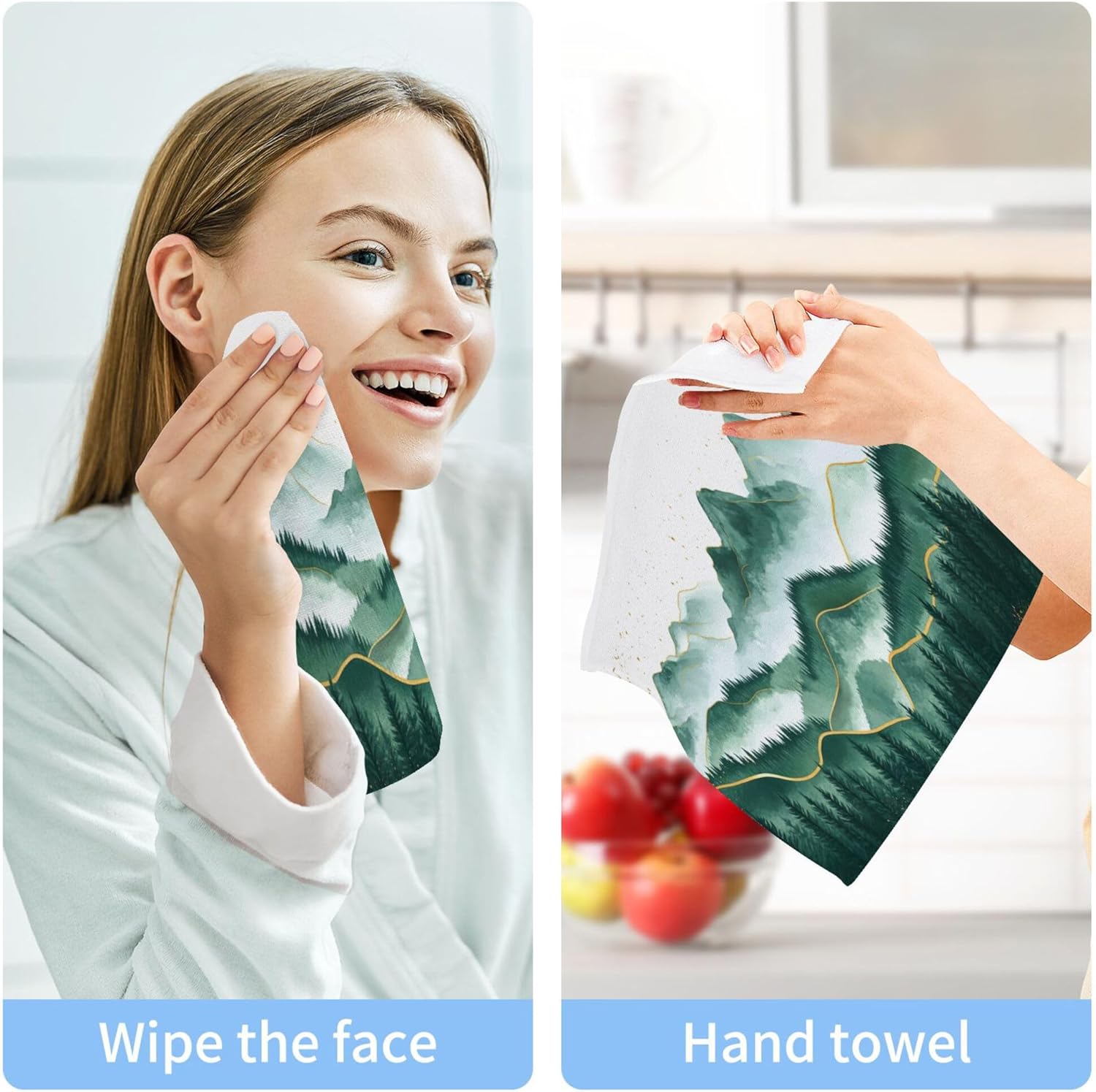 XiguaGreen Mountains Washcloths Set