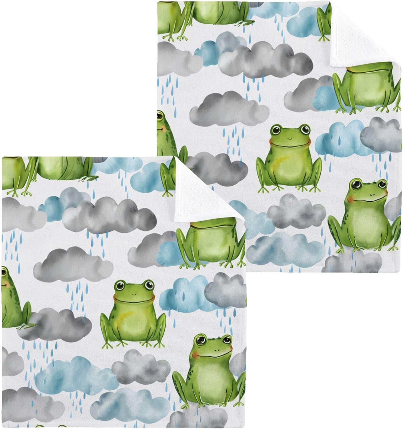 Cute Soft 12x12 Washcloths FJDENG Frog Face Towels for BATH GYM SPA