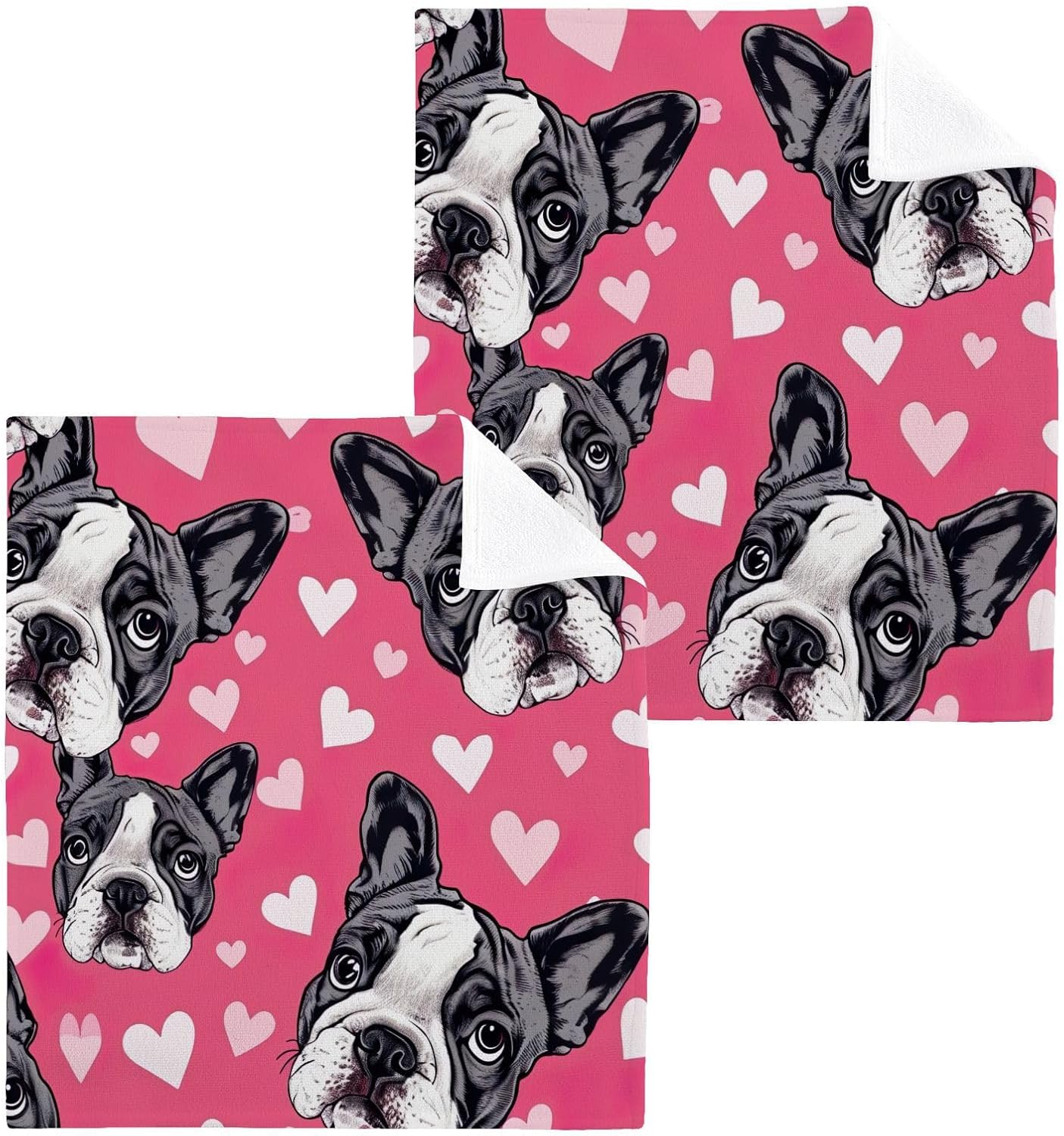 French Bulldog Washcloths 2 Pack Soft Cotton Towels for Bath Spa