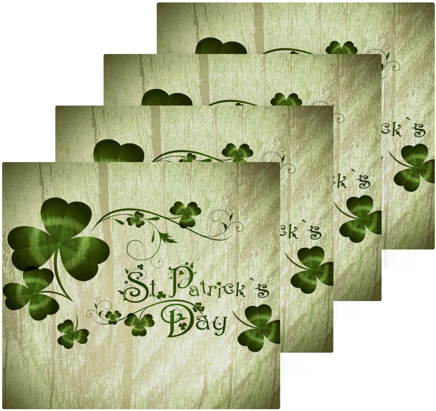 St Patricks Day Clover Washcloth Set - Soft Reusable 12x12