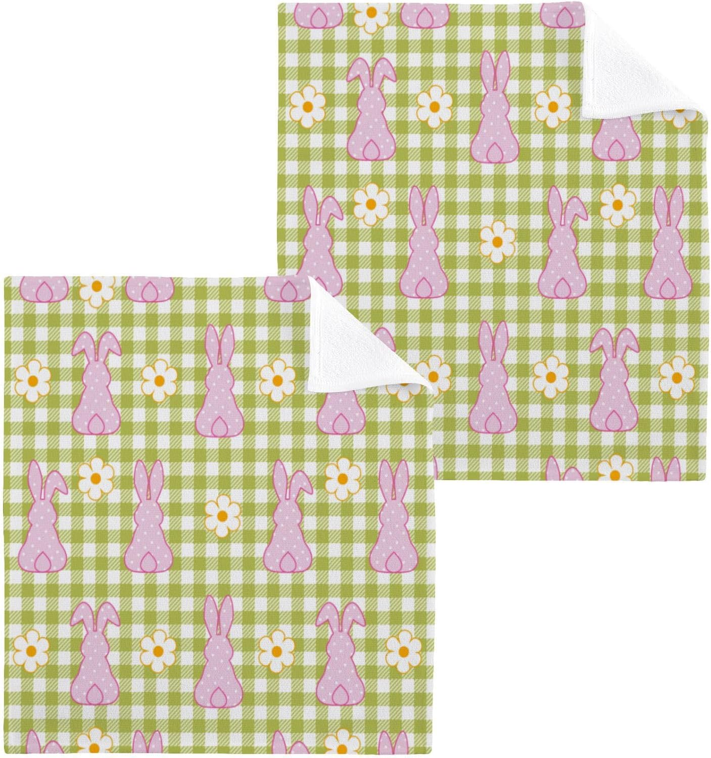 Easter Bunny Plaid Washcloths