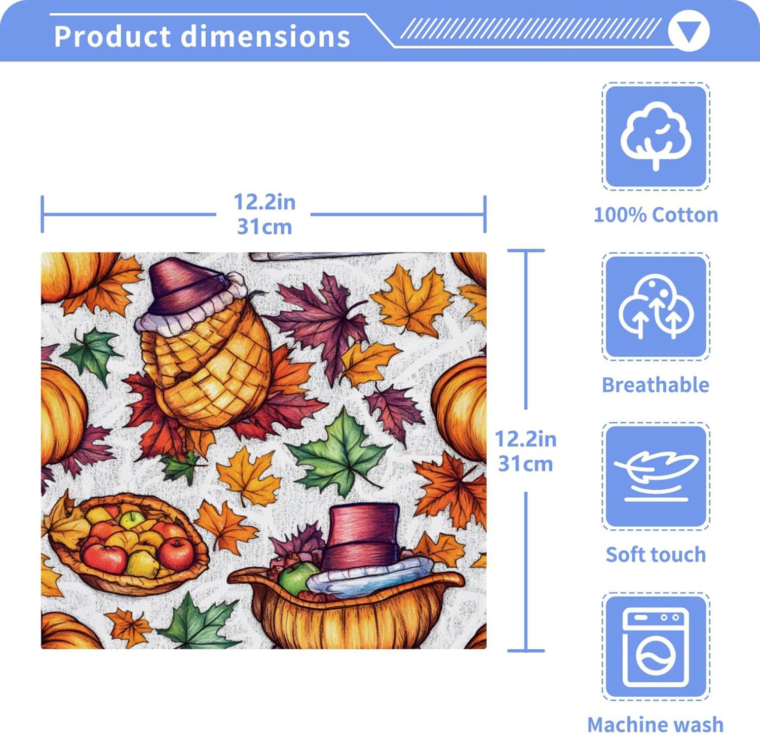 Thanksgiving Size Washcloth Set for Home Kitchen