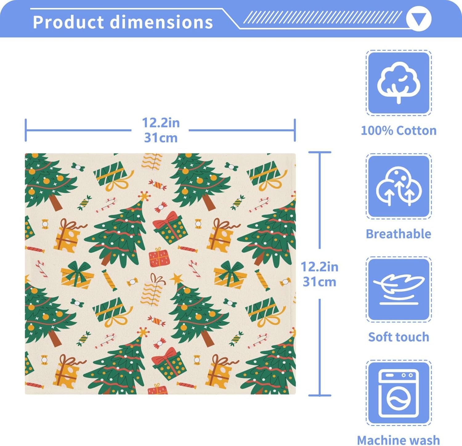 Cute Christmas Tree Washcloth Set