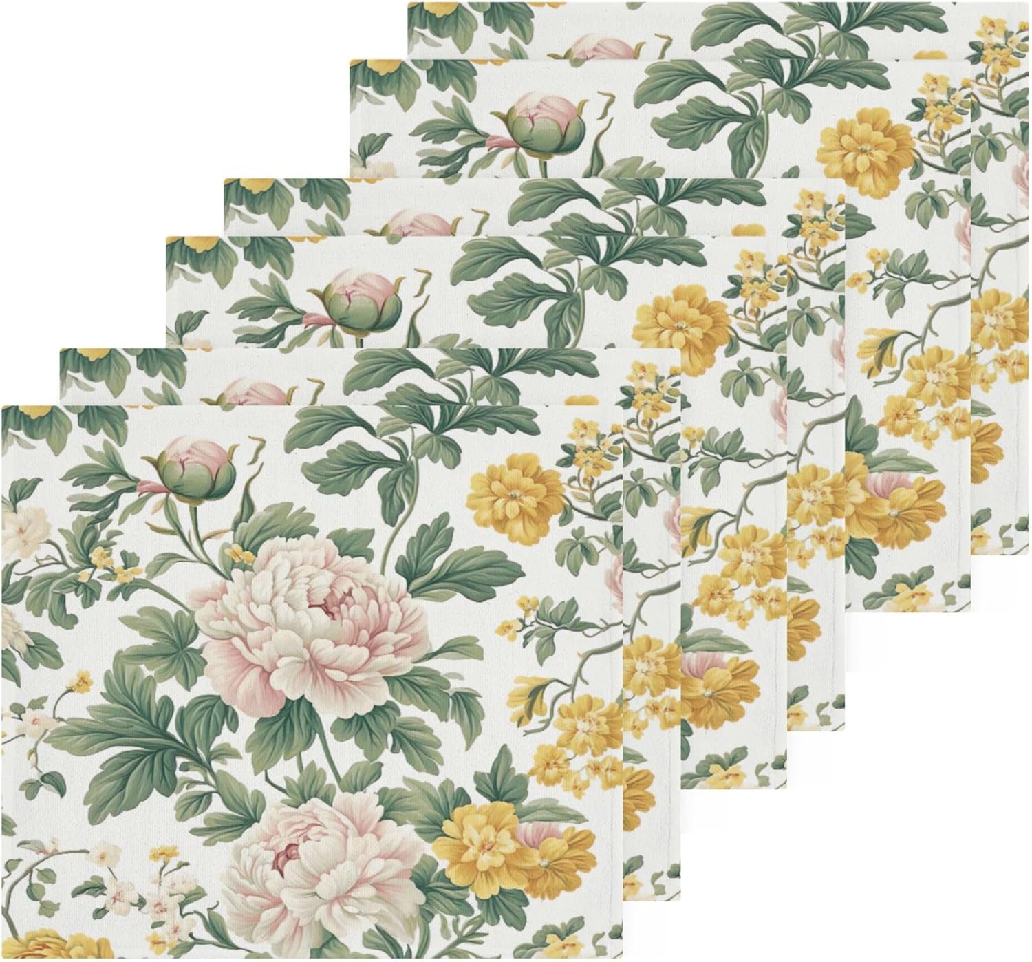Xigua Peonies Washcloths Set of 2 - 12 x 12 Inch