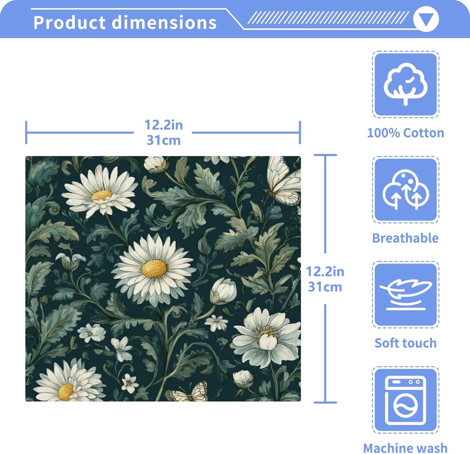 Xigua Daisies and Chrysanthemums Washcloths Set of 2