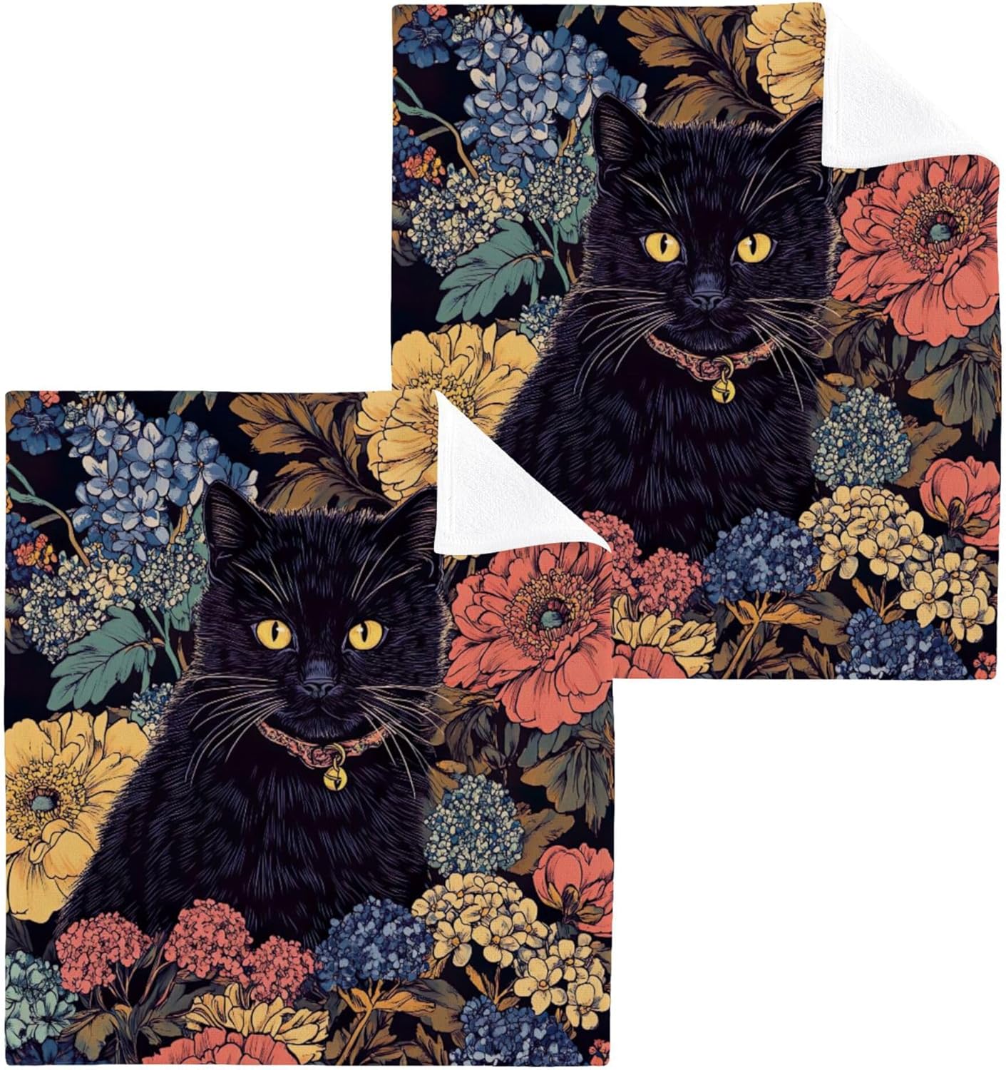 Fast Drying Xigua Black Cat Washcloth Set for multi-functional use