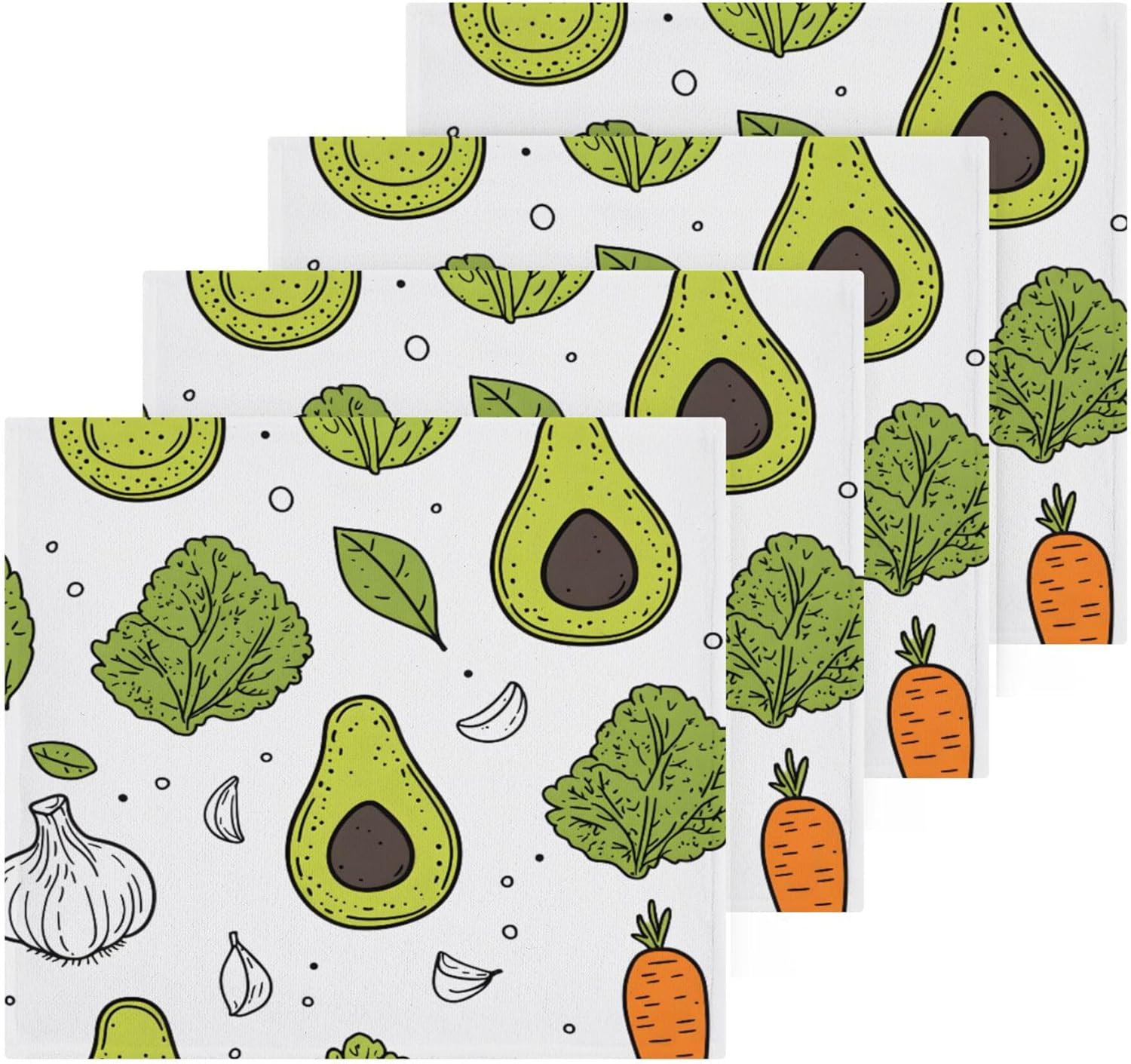 Xigua Avocados Washcloth Set - Fast-Drying Absorbent and Multi-Purpose Towels