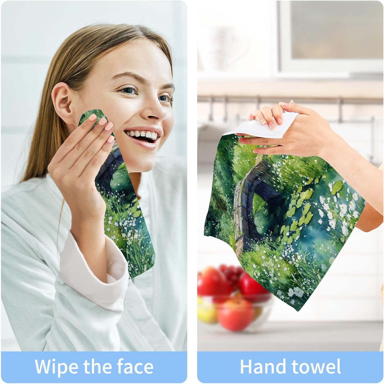 Xigua Watercolor Landscape Washcloth Set