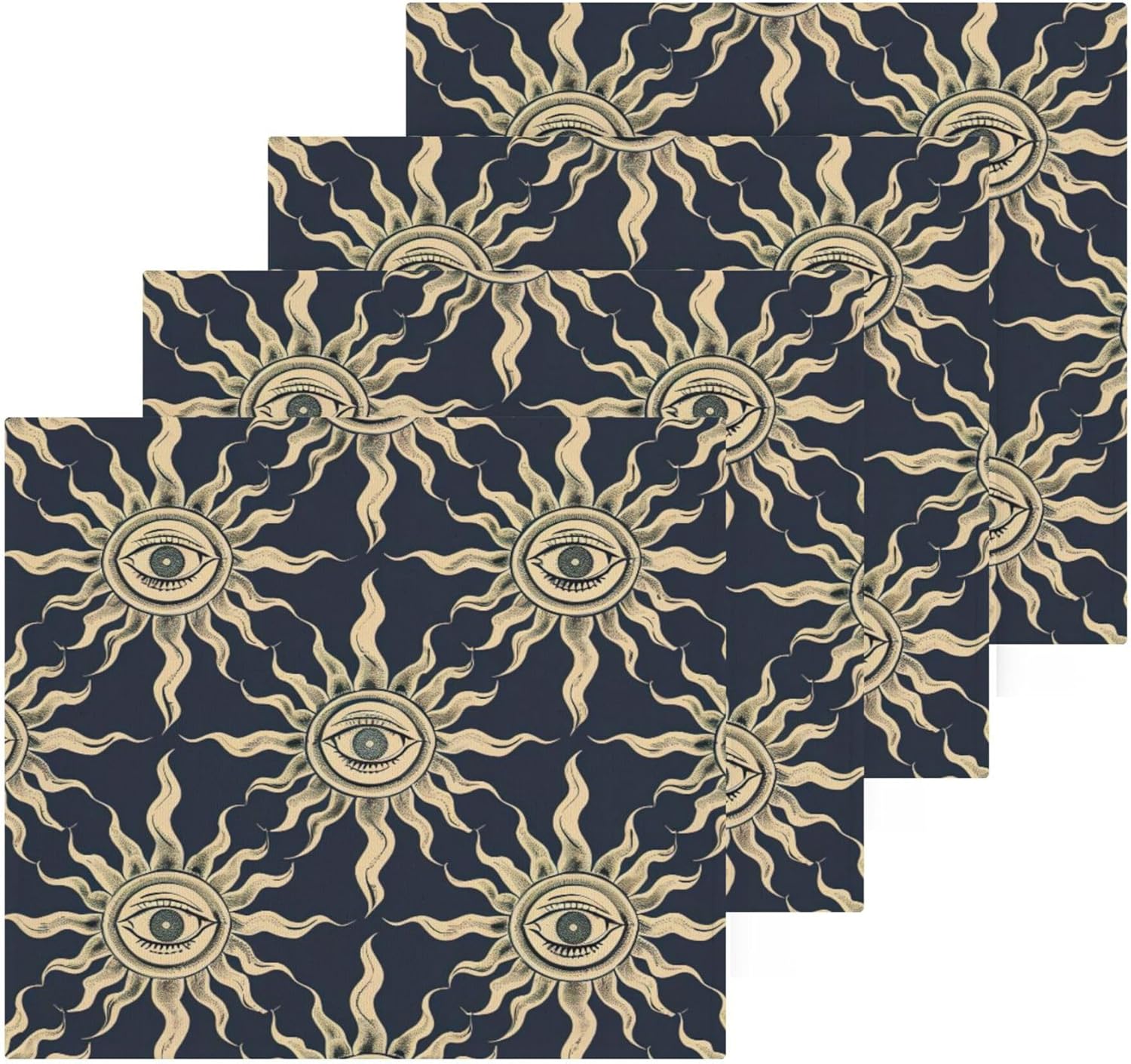 Xigua Suns and Eyes Washcloths Set of 2-12 X 12 Inch