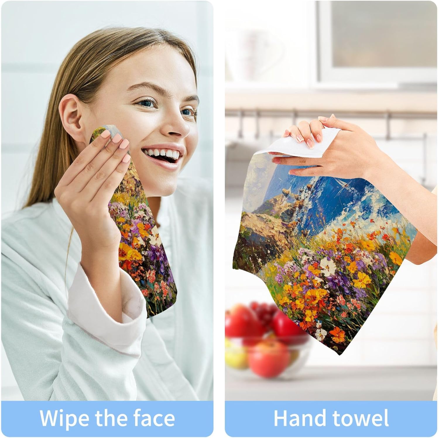 Xigua Beautiful Seascape Washcloths Set of 2 12x12 Inch