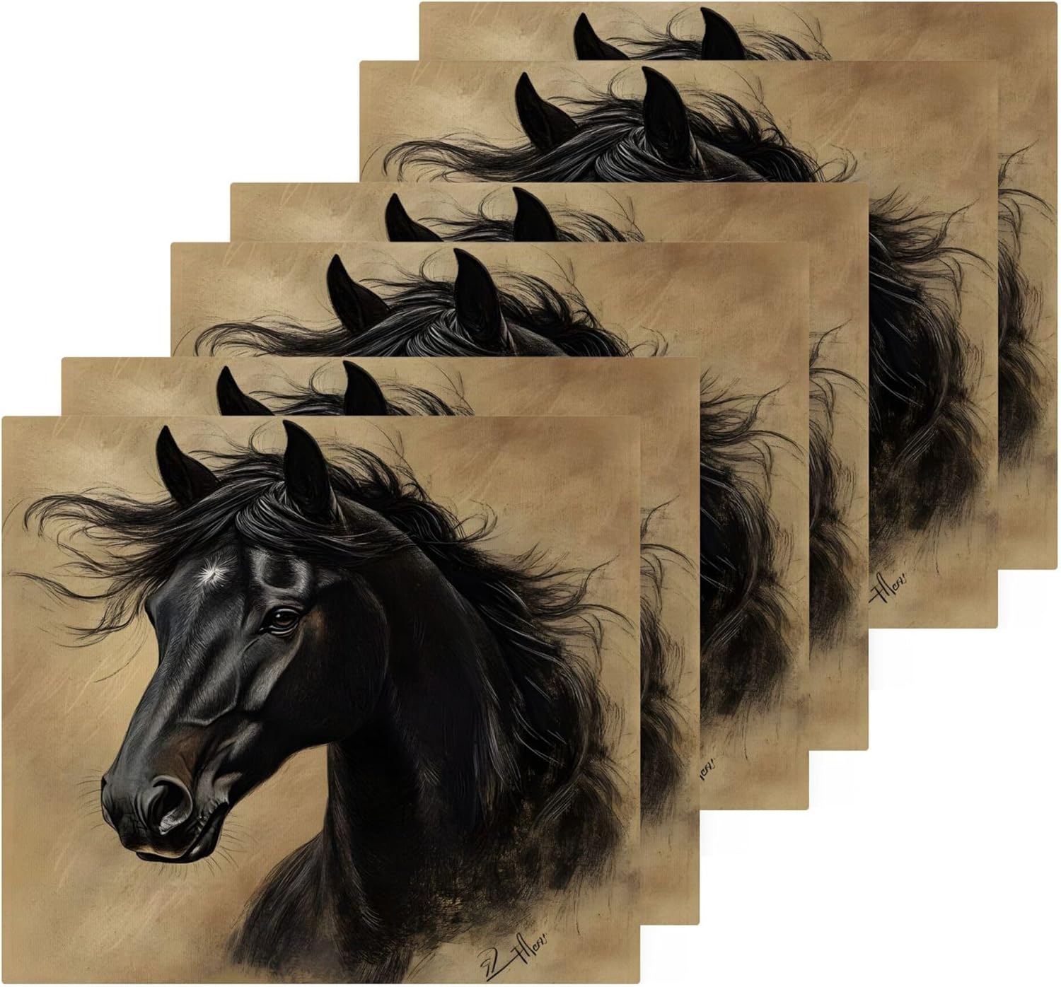 Black Horse Washcloths Set