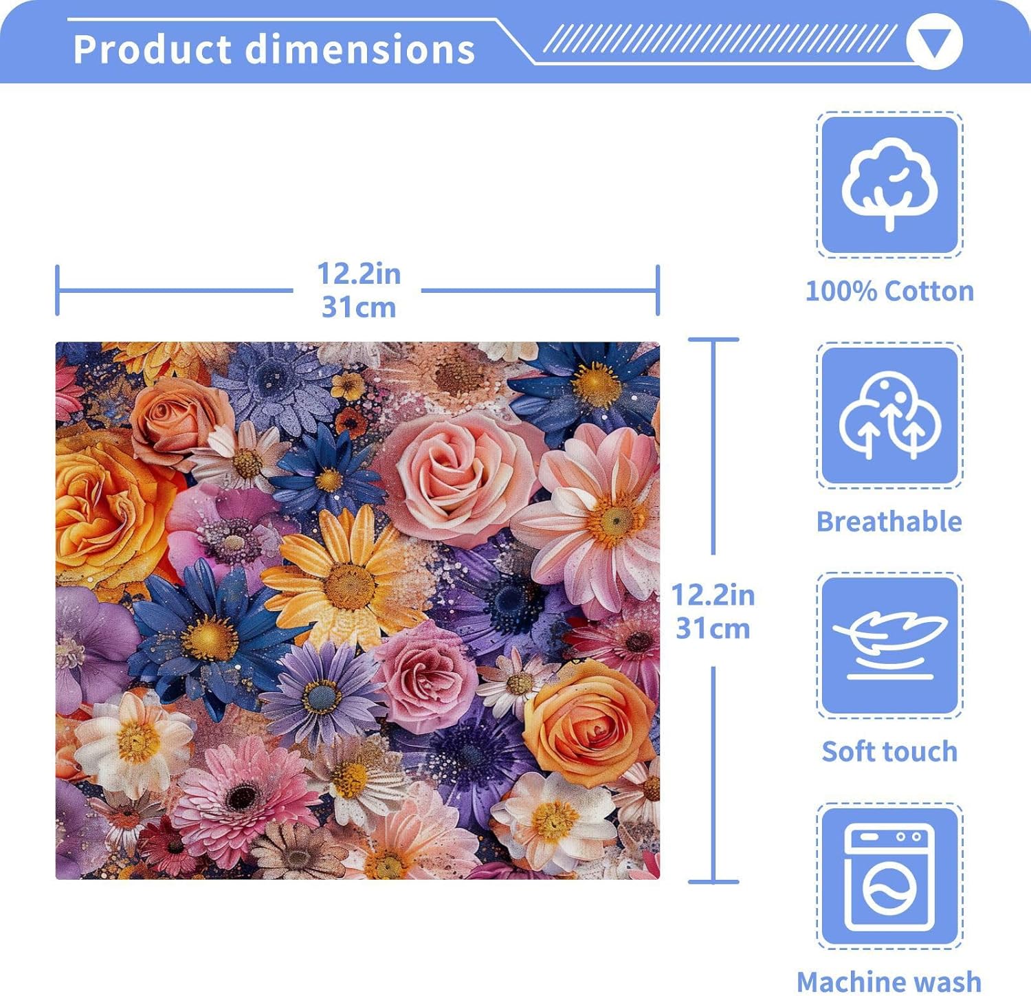 Yetinas Bin Peony Flower Washcloths 2-Pack
