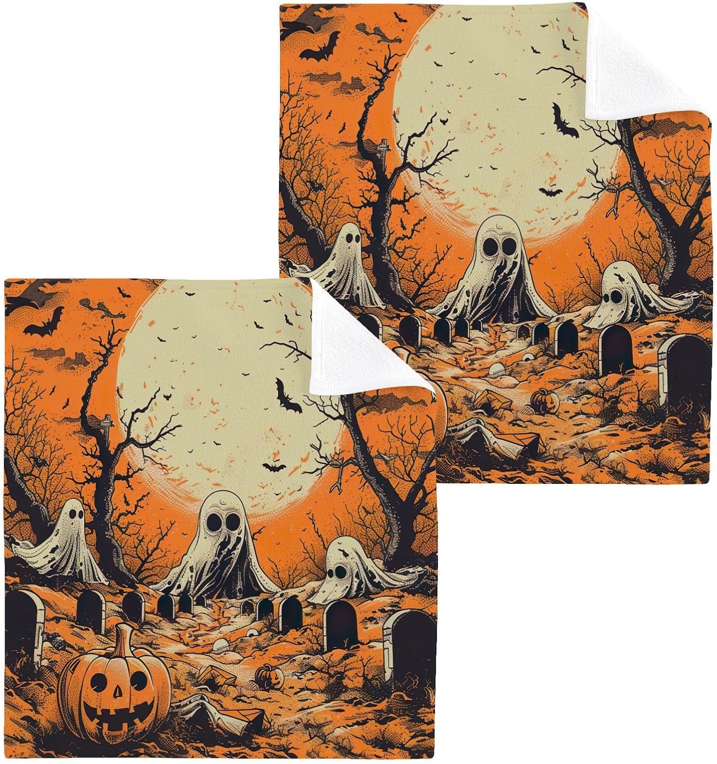 YETTASBIN Halloween Ghost Washcloths 2 Pack 1