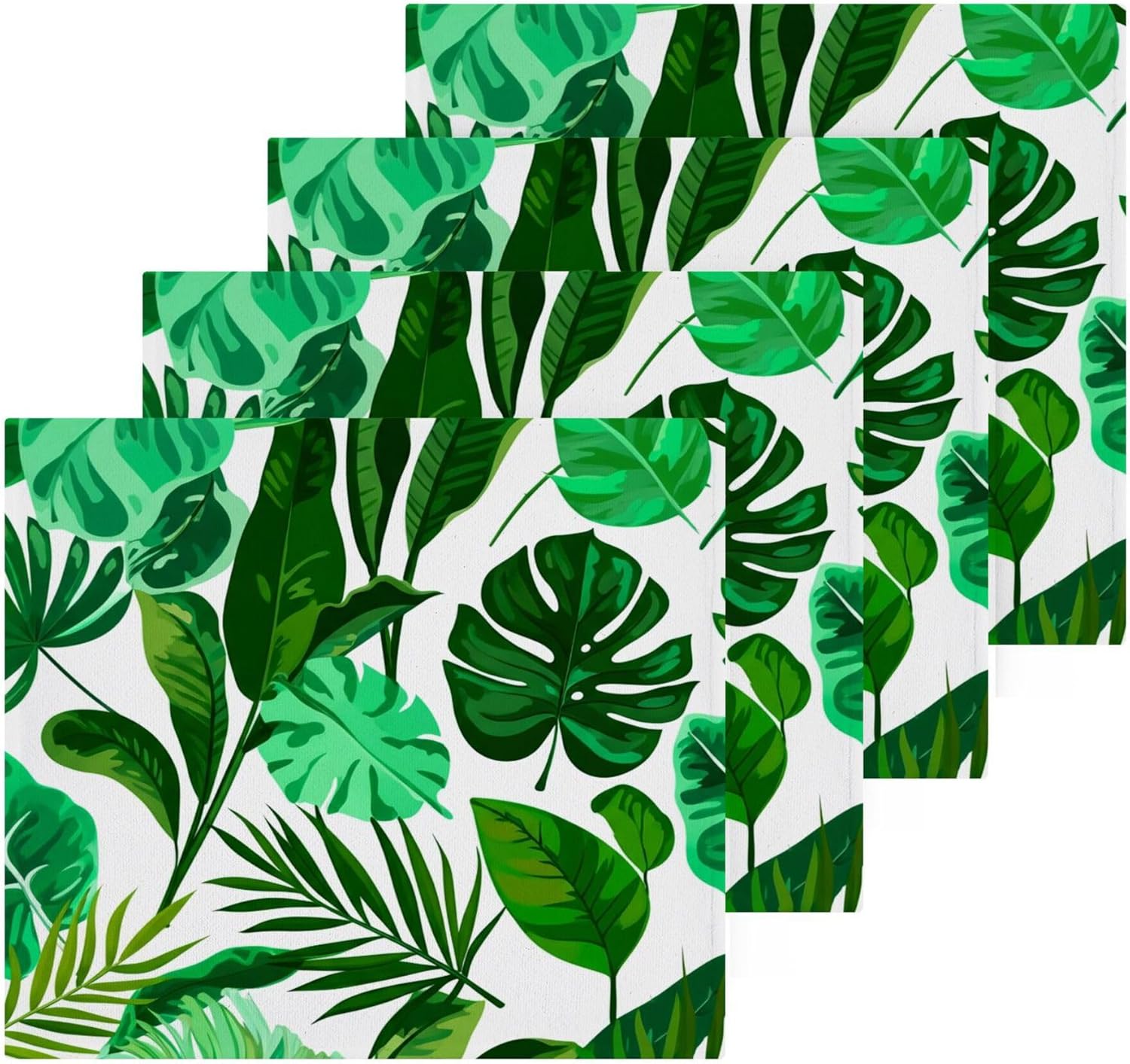 Tropical Green Palm Pure Cotton Washcloths 2-Pack