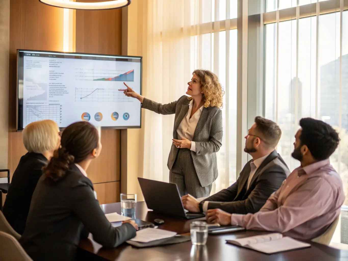 An image depicting a consultant presenting an IT strategy plan to a group of executives in a boardroom, emphasizing the importance of strategic IT alignment.